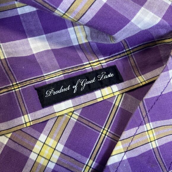 CAVI Product of Great Taste Long Sleeve Button Up Purple‎ Plaid Shirt Size XL - Picture 13 of 16